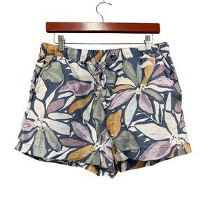 Nicole Miller Linen Hawaii Print Shorts Large